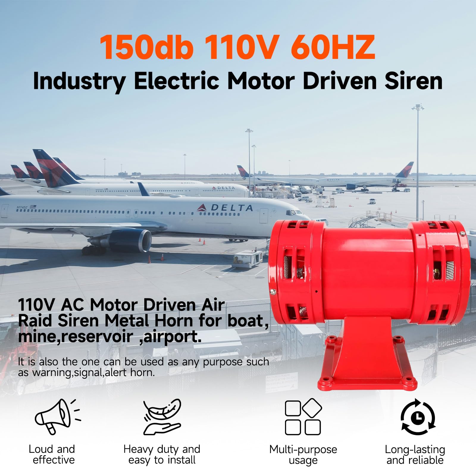 Amazon.com: YaeCCC 空襲警報器110V 電動馬達驅動警報器- 150 分貝,超